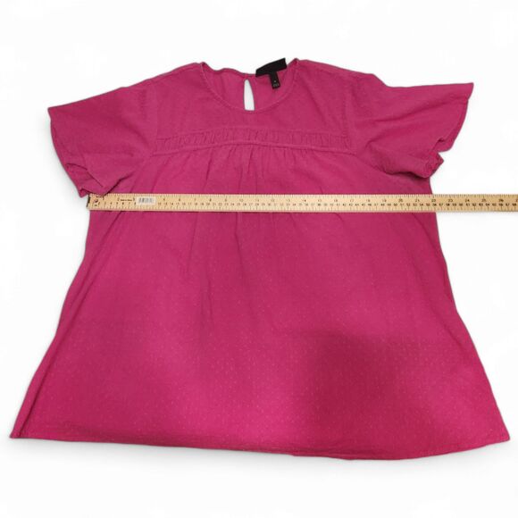 Lane Bryant Flutter-Sleeve Smock Detail Top, Fuchsia Pink, Woman 16, 100% Cotton - Picture 10 of 12